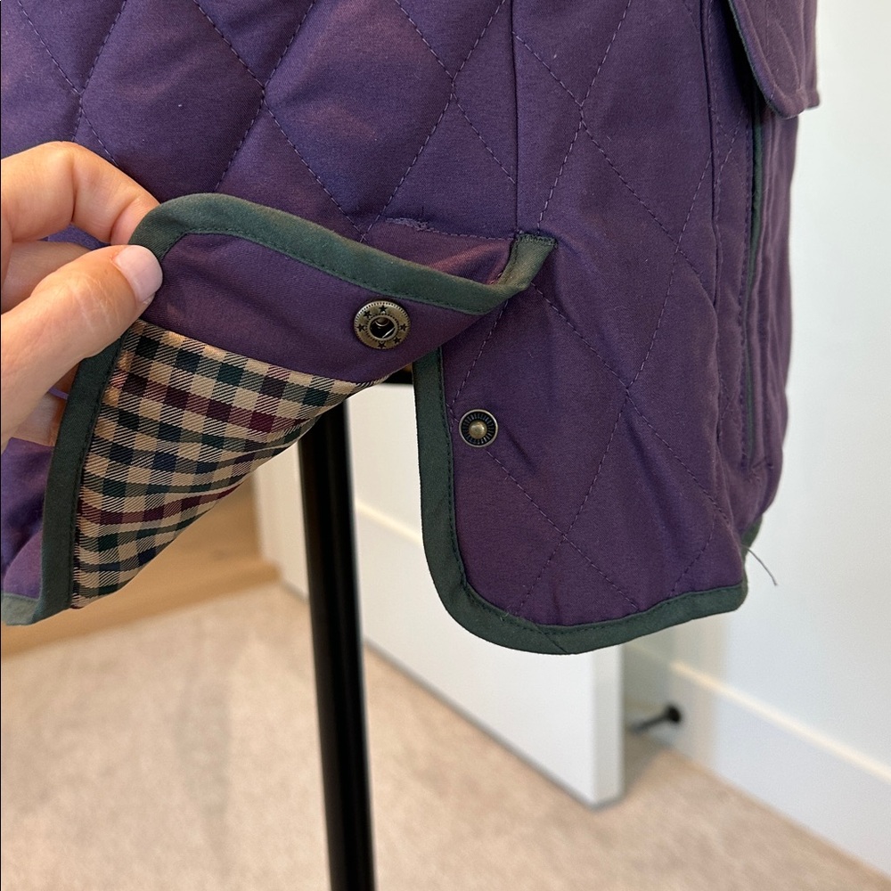 Direct from Scotland: Quilted Plum Vest with Forest Green Trim - Picture 2 of 5
